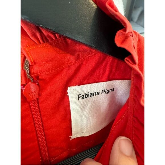 FABIANA PIGNA Crimson Red Blouse Long Sleeve Ruffled Neckline Size Xsmall - Picture 3 of 11